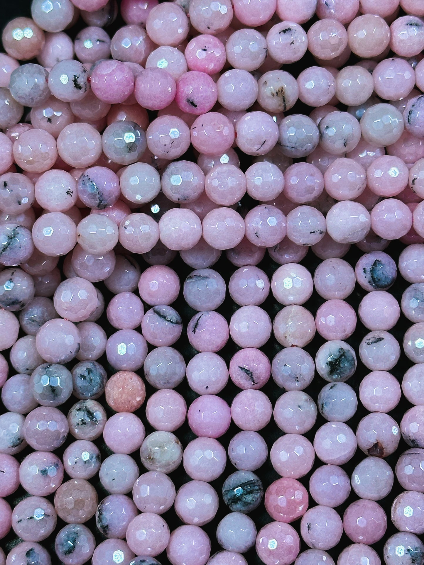 Mystic Natural Pink Opal Gemstone Bead Faceted 8mm 10mm Round Beads, Beautiful Pink Color Pink Opal Gemstone Bead Great Quality, 15.5" Strand