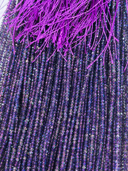 Beautiful Chinese Crystal Glass Beads, Faceted 2mm Round Beads, Gorgeous Translucent Iridescent Purple Crystal Glass Beads 15.5"