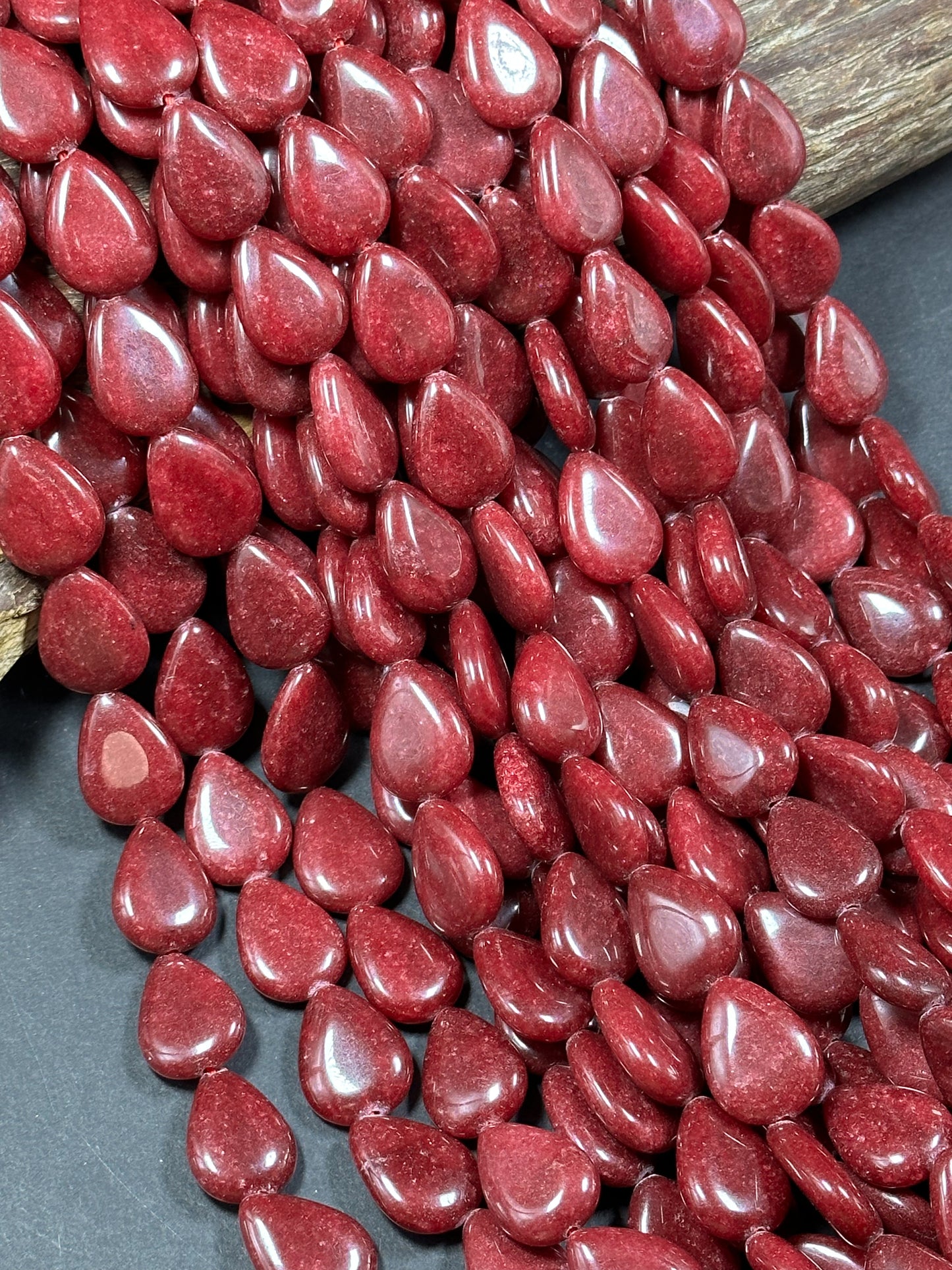 Natural Red Jade Gemstone Bead 20x15mm Teardrop Shape, Beautiful Natural Red Color Jade Gemstone Bead, Excellent Quality Full Strand 15.5"