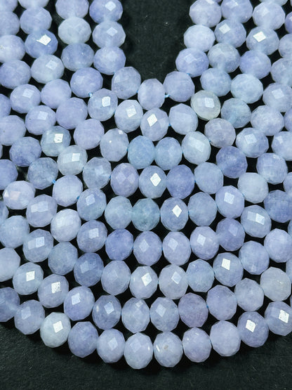 Natural Blue Lace Agate Gemstone Bead Faceted 8x6mm Rondelle Shape Bead, Beautiful Natural Blue Color Chalcedony Bead, Great Quality 15.5"