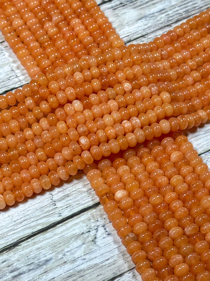 NATURAL Orange Jade Gemstone Bead 8x5mm Rondelle Shape Bead, Beautiful Orange Color Jade Gemstone Bead, Great Quality Bead Full Strand 15.5"