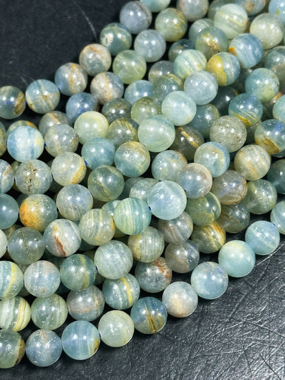 AAA Natural Calcite Gemstone Bead 6mm 8mm 10mm Round Bead. Gorgeous Natural Aqua Blue Brown Calcite Gemstone Bead