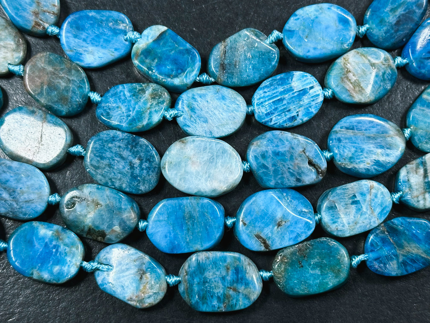 AAA Natural Apatite Gemstone Bead 16x11mm Oval Tablet Shape Bead, Beautiful Natural Blue Color Apatite Beads Excellent Quality 15.5" Strand