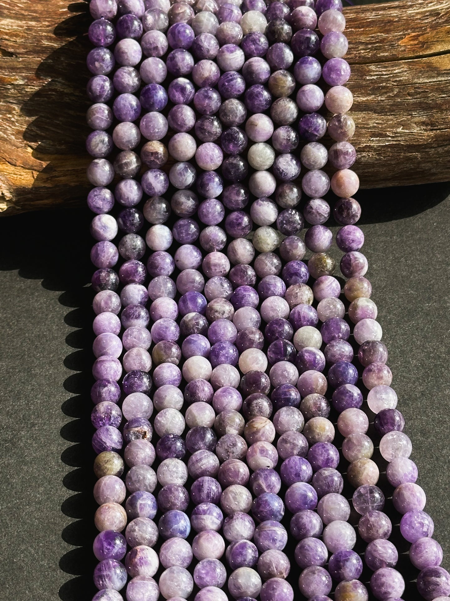 Natural Flower Amethyst Gemstone Bead 10mm Round Beads, Gorgeous Natural Purple Beige Color Flower Amethyst Stone Beads, Full Strand 15.5"