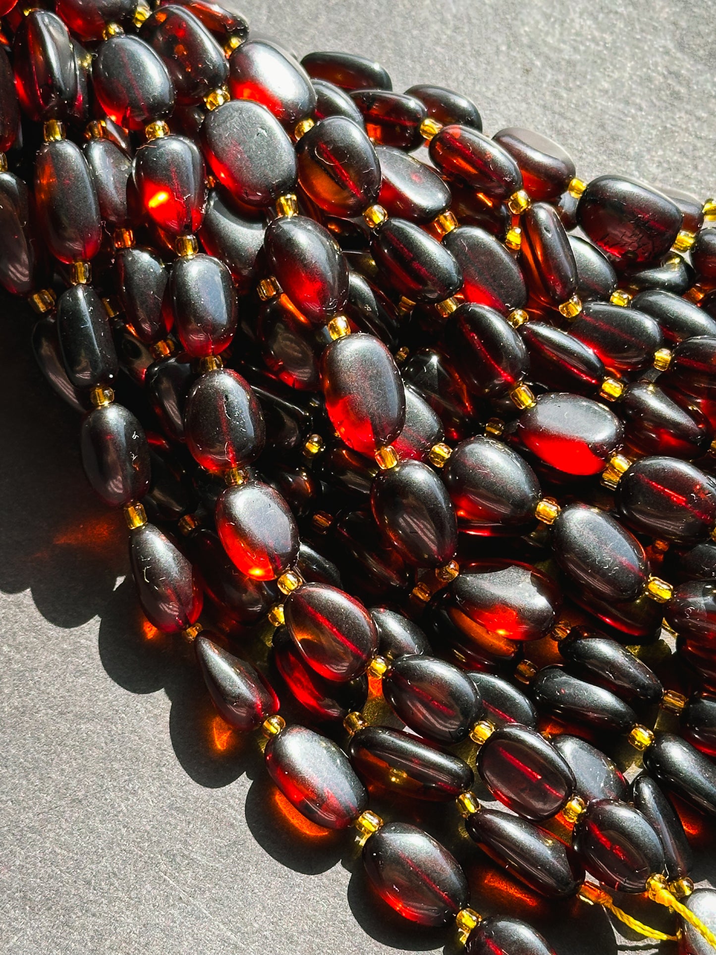 Natural Amber Gemstone Bead 14x10mm Oval Shape Bead, Beautiful Natural Dark Red Brown Color Amber Stone Bead Full Strand 15.5"