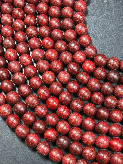 Natural Red Sandalwood Beads 6mm 8mm 10mm Round Beads, Natural Mahogany Red Aromatic Wood Meditation Prayer Mala Beads Full Strand 15.5"