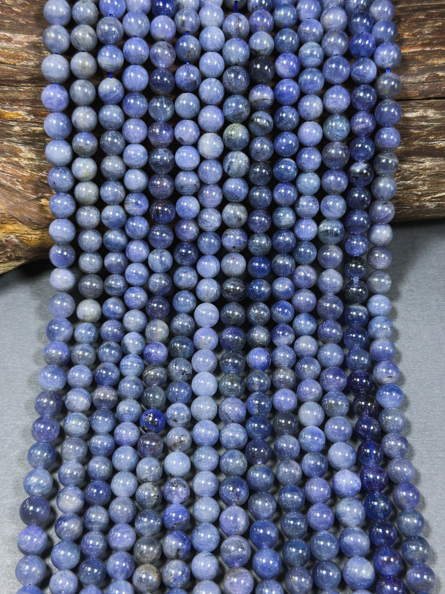 AA Natural Tanzanite Gemstone Bead 6mm 7mm 8mm 9mm Round Bead, 100% Natural Purple Blue Color Excellent High Quality Tanzanite Bead 15.5"