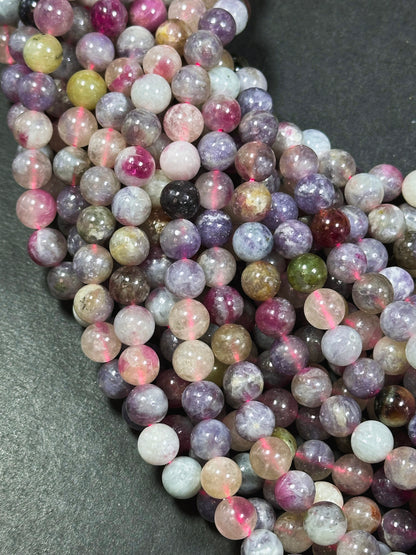 Natural Purple Tourmaline Gemstone Bead 6mm 8mm 10mm Round Beads, Beautiful Purple Pink Color Tourmaline Gemstone Beads Full Strand 15.5"