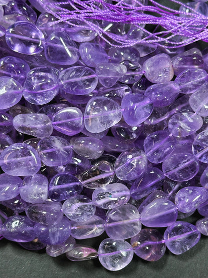 Natural Amethyst Gemstone Beads Freeform Pebble Shape Beads, Beautiful Natural Clear Purple Color Amethyst Gemstone Beads Full Strand 15.5"