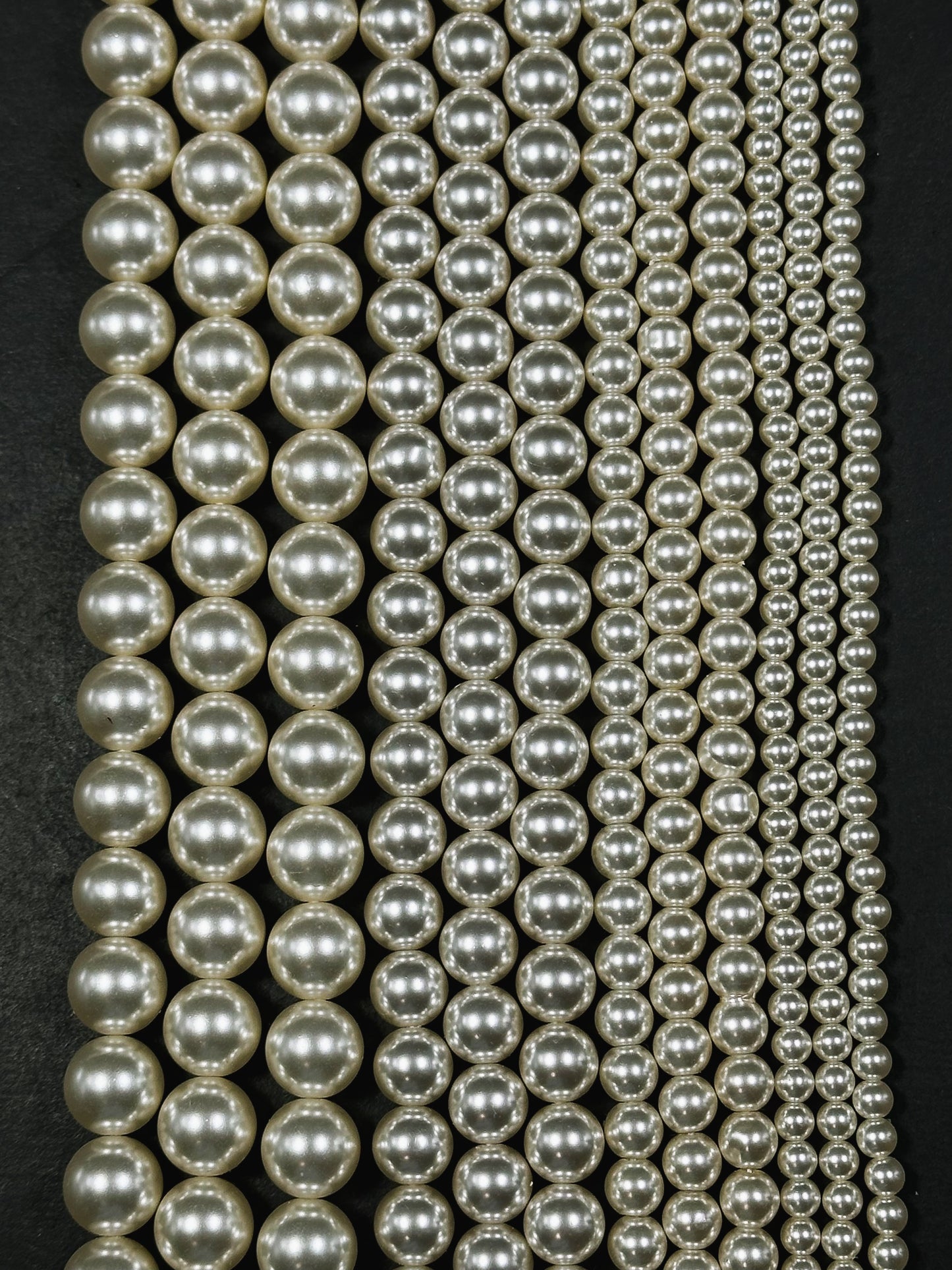 Swarovski Pearl Crystal Beads 4mm 6mm 8mm 10mm Round Bead, Beautiful Cream Color Swarovski Crystal Pearl Bead Genuine Swarovski Pearls 15.5"