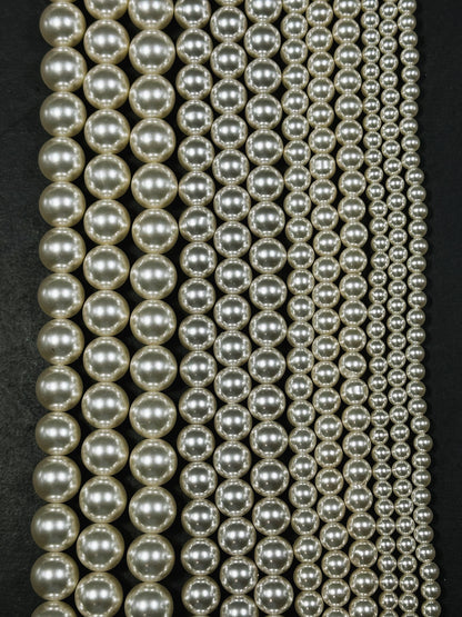 Swarovski Pearl Crystal Beads 4mm 6mm 8mm 10mm Round Bead, Beautiful Cream Color Swarovski Crystal Pearl Bead Genuine Swarovski Pearls 15.5"