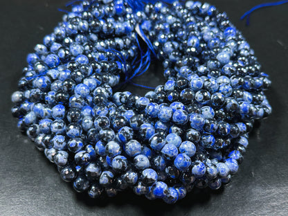 Mystic Natural Tibetan Agate Gemstone Bead Faceted 8mm 10mm Round Beads, Beautiful Mystic Blue Black Agate Stone Beads, Full Strand 15.5"