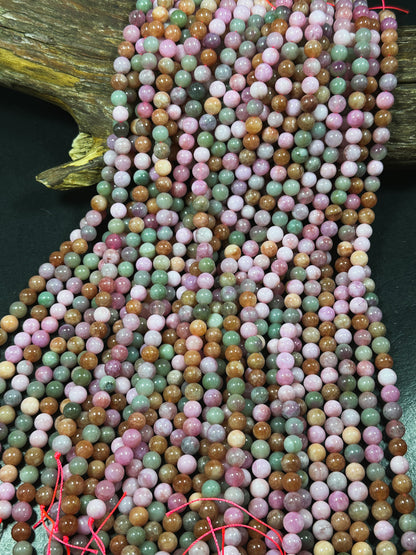 Natural Alashan Chalcedony Gemstone Bead 6mm 8mm 10mm Round Beads, Beautiful Multicolor Pink Green Alashan Beads, Great Quality 15.5" Strand