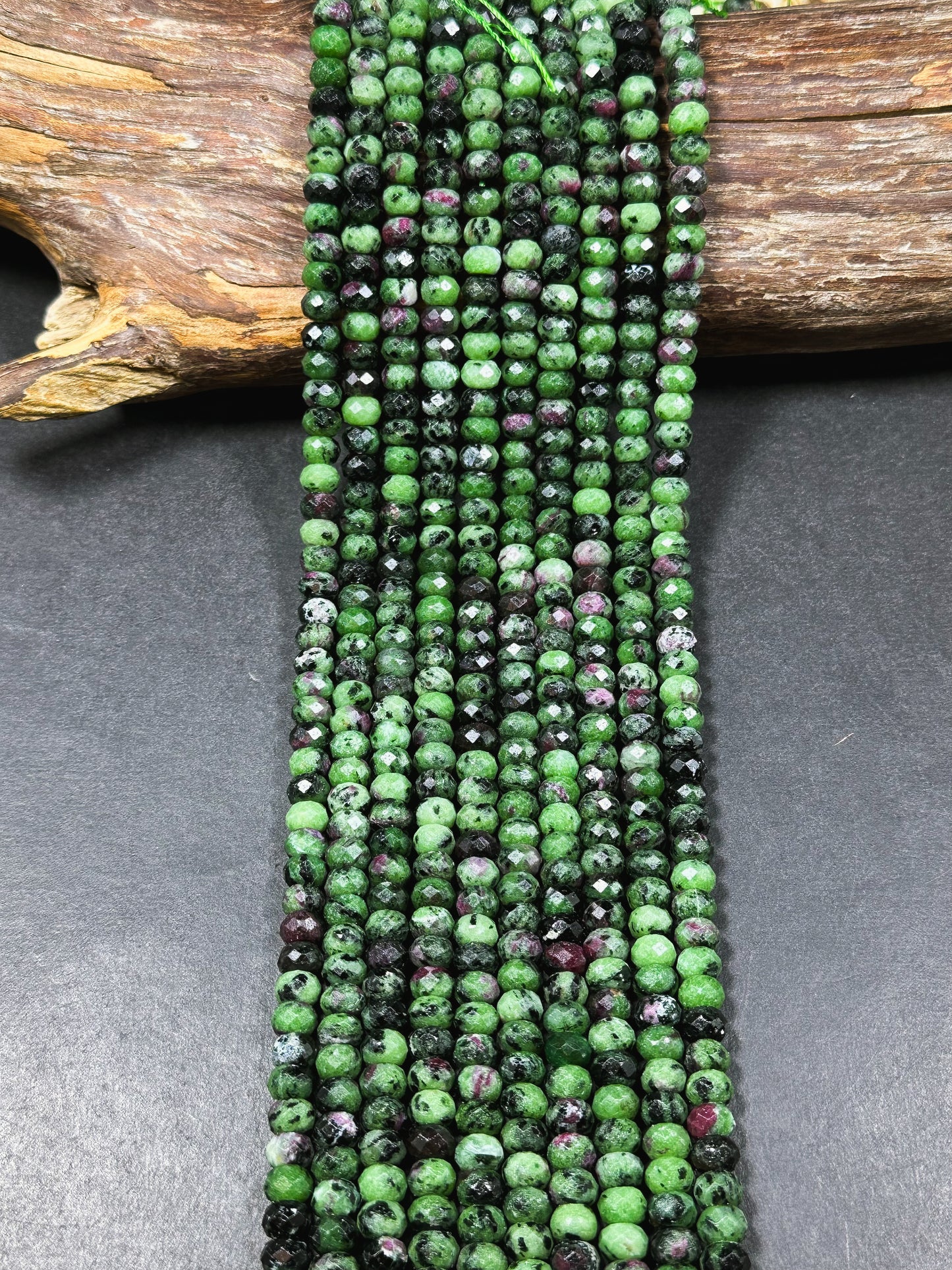 Natural Ruby Zoisite Gemstone Bead Faceted 8x5mm Rondelle Beads, Beautiful Natural Green Ruby Red Ruby Zoisite Beads Excellent Quality 15.5"