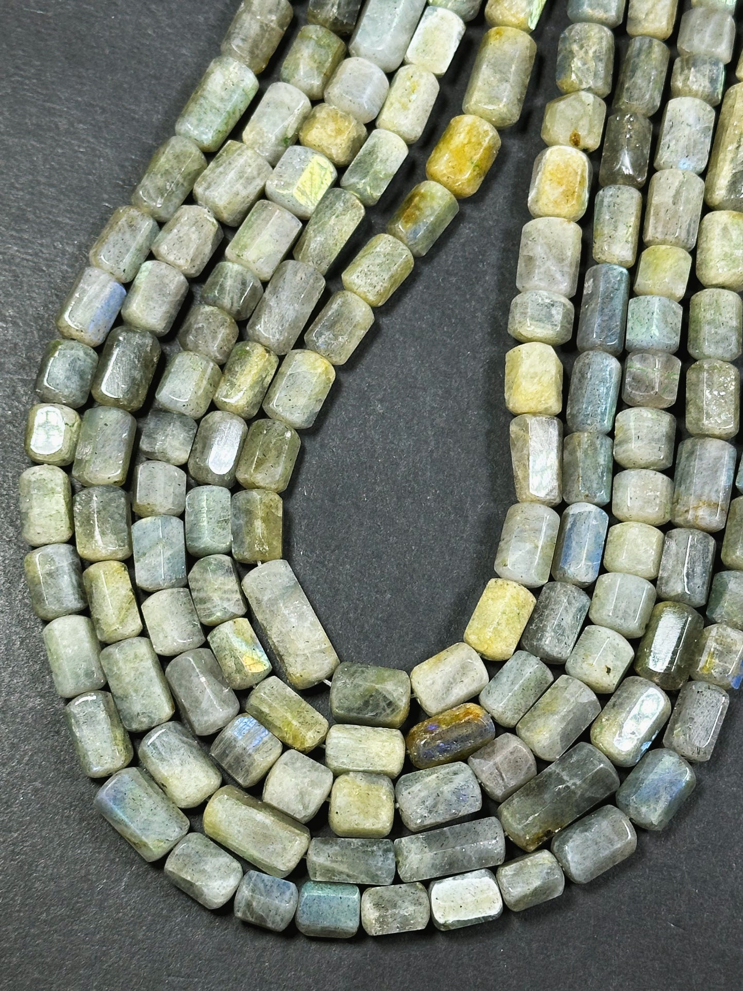 Natural Labradorite Gemstone Bead Faceted Tube Shape Bead, Gorgeous Natural Gray Brown Color, Blue Rainbow Flash Labradorite Beads 15.5"