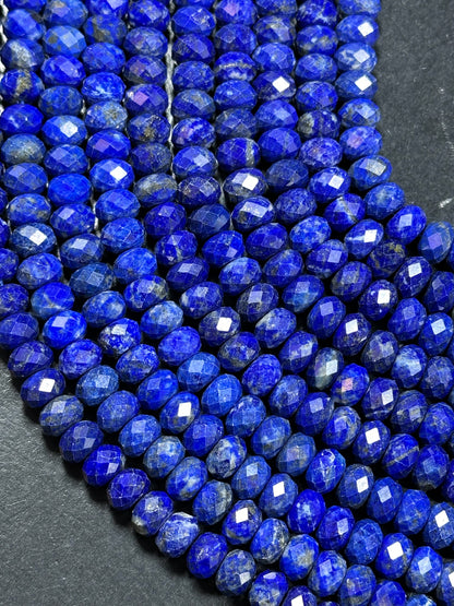 AAA Natural Lapis Lazuli Gemstone Bead Faceted 5x8mm Rondelle Shape, Gorgeous Natural Royal Blue Color Lapis Beads, 15.5" Strand