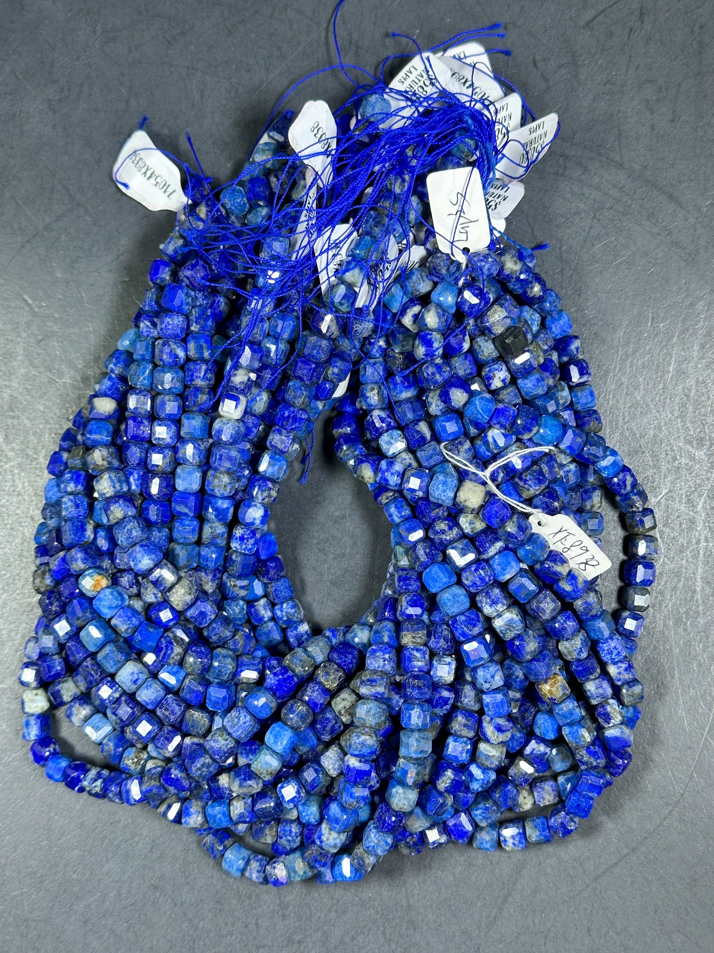 NATURAL Lapis Lazuli Gemstone Bead, Faceted 6mm Cube Shape Beads. Beautiful Natural Blue Color Lapis Lazuli Gemstone Beads Full Strand 15.5"