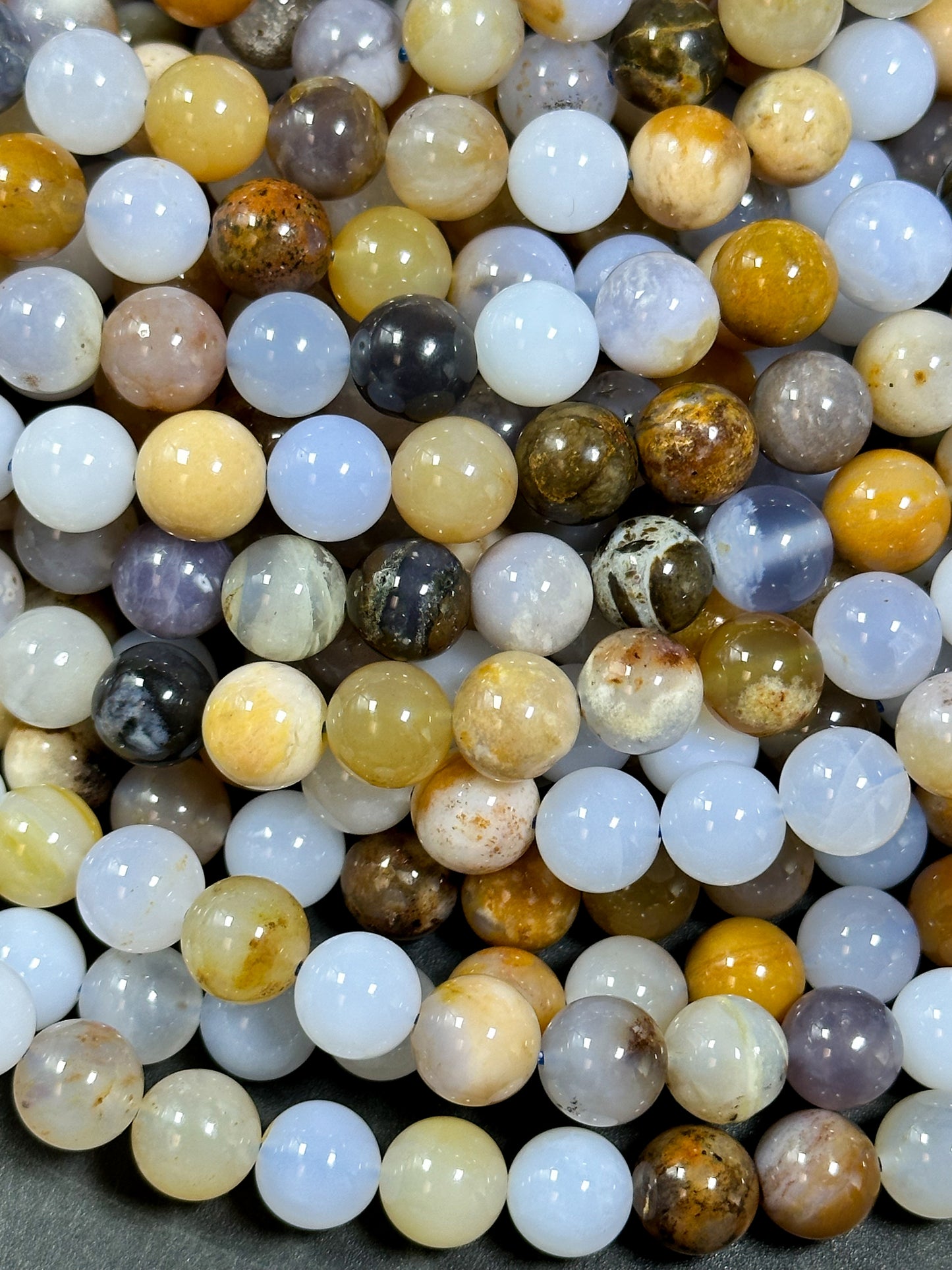 Natural Mixed Gemstone Beads 6mm 8mm 10mm Round Bead, Beautiful Natural Multicolor Blue Brown Color Multi Mixed Gemstone Bead 15.5" Strand