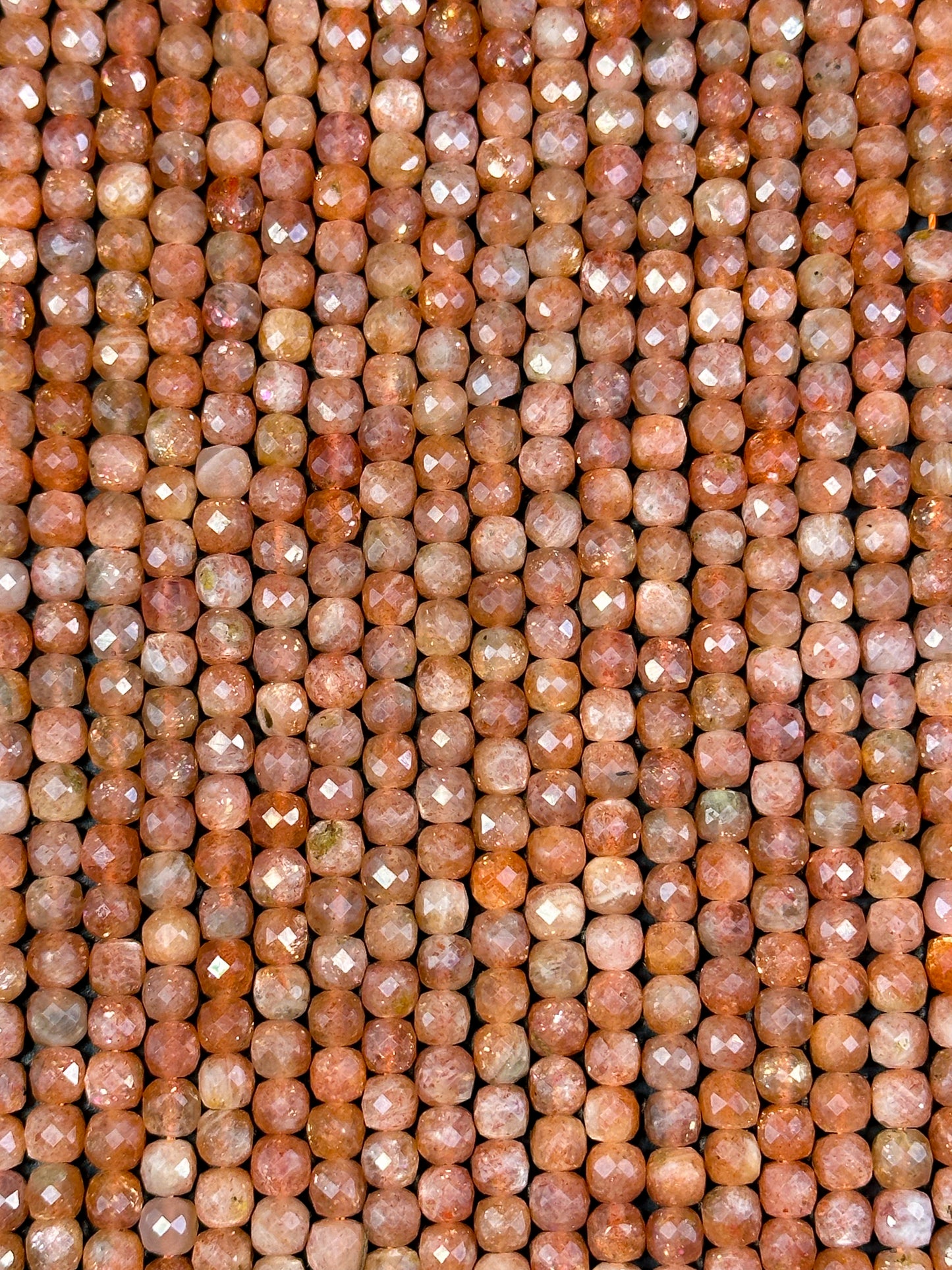 Natural Fire Sunstone Gemstone Bead Faceted 4.5-5mm Cube Shape Bead, Gorgeous Natural Orange Color Fire Sunstone Great Quality Gemstone Bead 15.5"