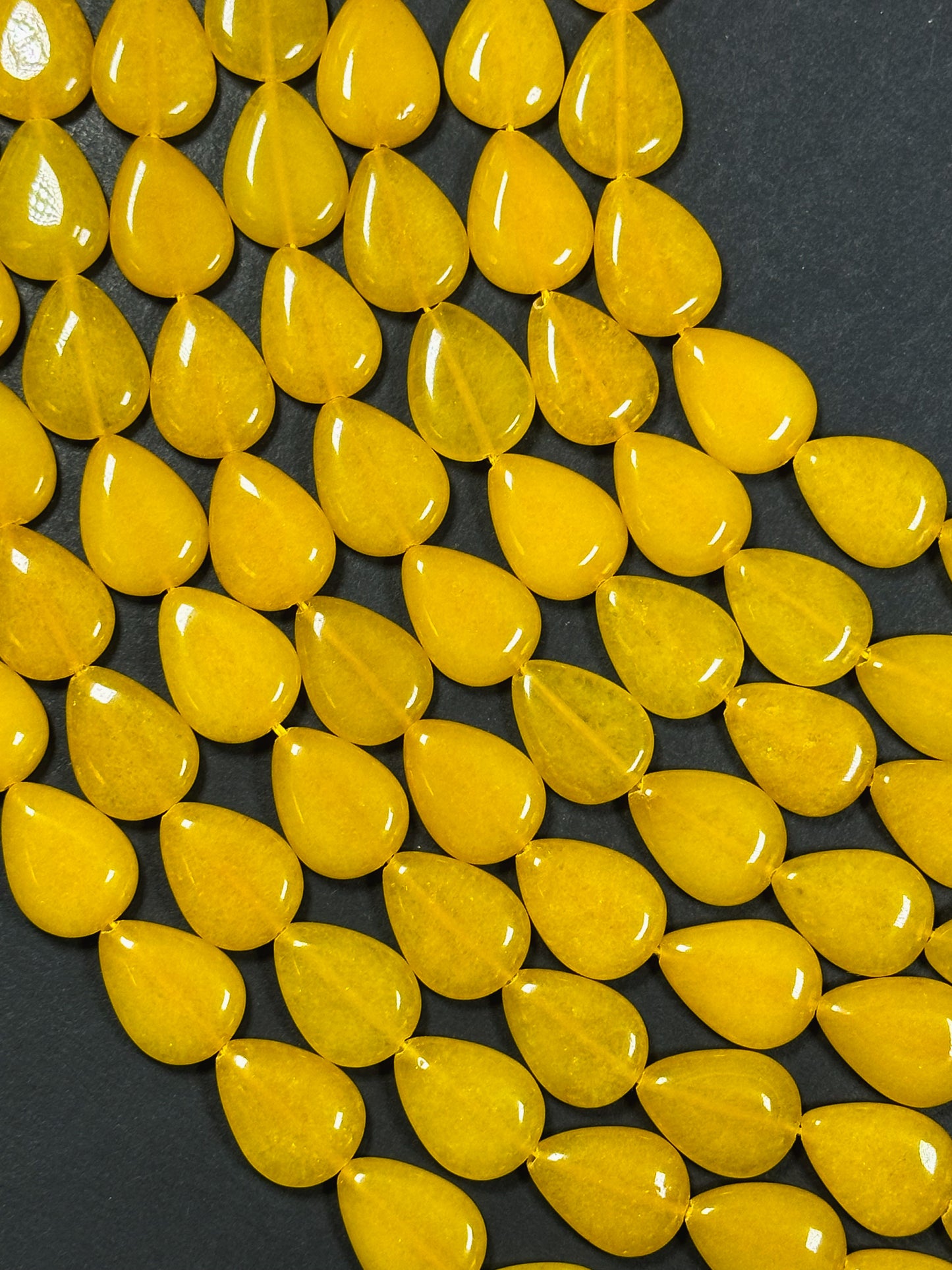 Natural Yellow Jade Gemstone Bead 20x15mm Teardrop Shape, Beautiful Yellow Color Jade Gemstone Beads, Excellent Quality Full Strand 15.5"