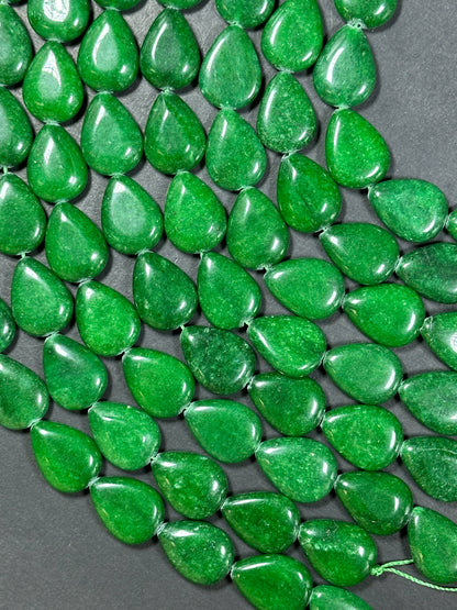 Natural Green Jade Gemstone Bead 20x15mm Teardrop Shape, Beautiful Natural Green Color Jade Gemstone Bead Excellent Quality Full Strand 15.5