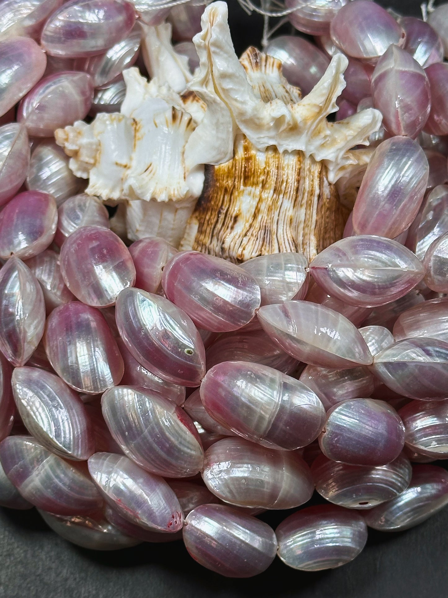 Natural Pink Sea Shell Beads, Natural Sea Shell Oval Shape Beads, Gorgeous Mauve Pink Color Sea Shell Beads, 15.5" Strand