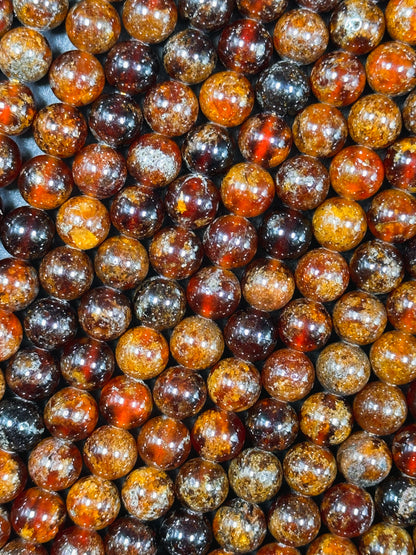 AA+ Natural Hessonite Orange Garnet Gemstone Bead 4mm 6mm 8mm Round Bead, Beautiful Natural Orange Brown Color Garnet Bead Full Strand 15.5"