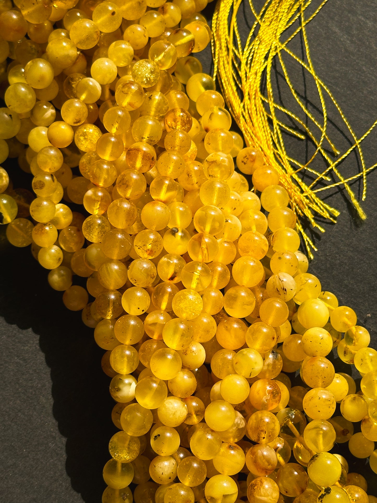 Natural Amber Baltic Gold Gemstone Bead 7-8mm Round Beads, Beautiful Natural Golden Yellow Color Baltic Gold Amber Gemstone Beads Full Strand 15.5"