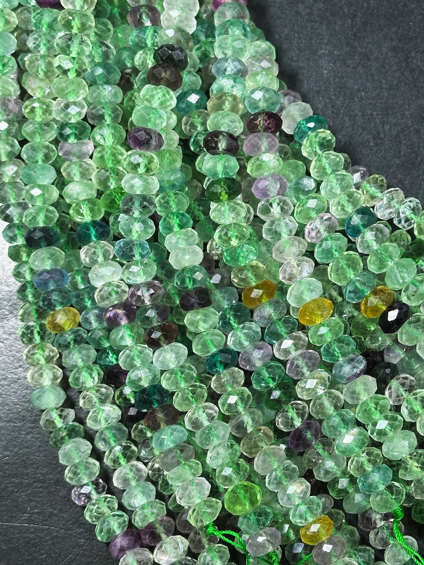 Natural Fluorite Gemstone Bead Faceted 9x5mm Rondelle Shape, Beautiful Natural Green Purple Color Fluorite, Excellent Quality 15.5" Strand