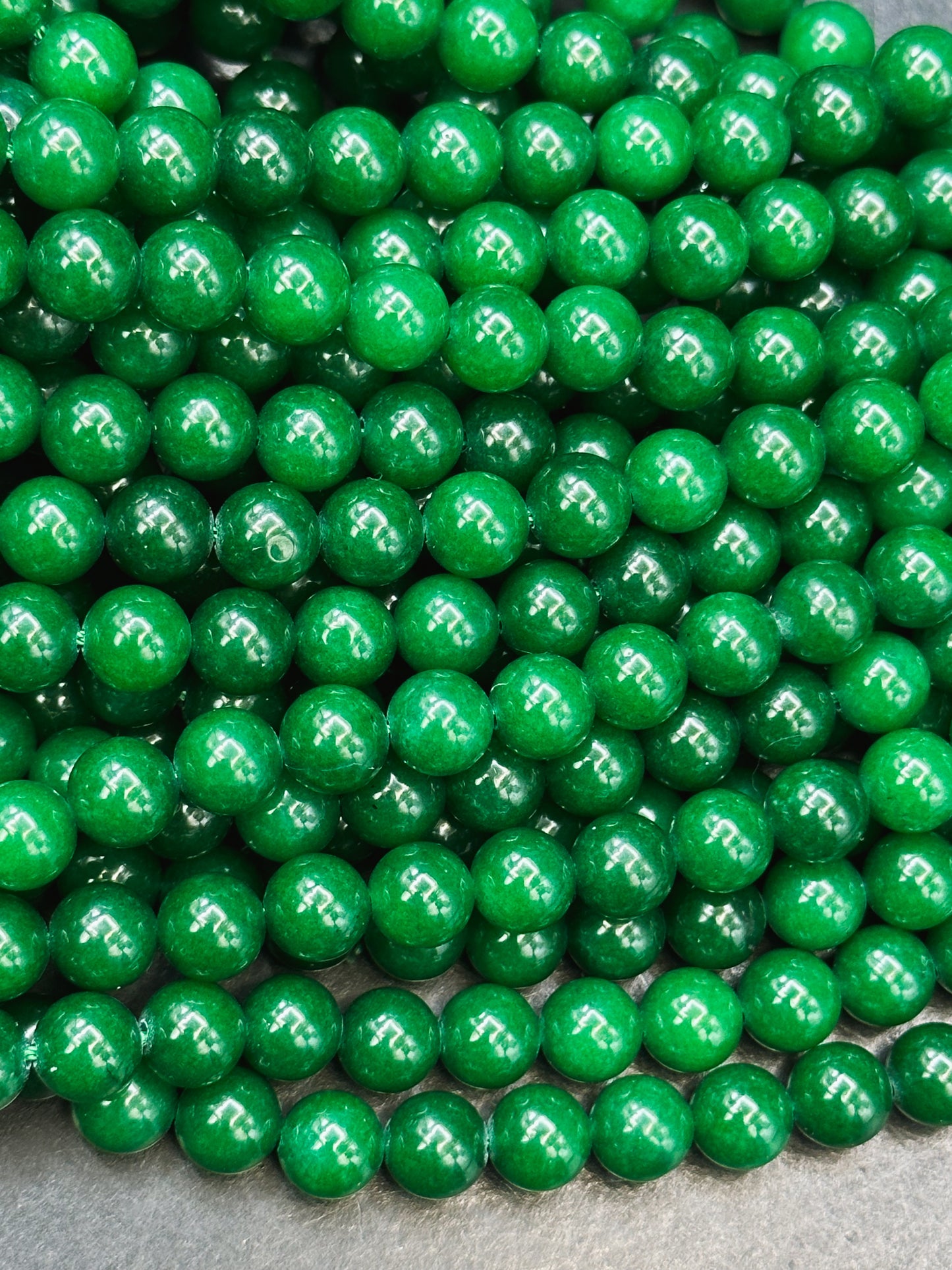 Natural Green Jade Gemstone Bead Smooth 6mm 8mm 10mm Round Beads, Gorgeous Natural Deep Green Color Jade Gemstone Bead Full Strand 15.5"