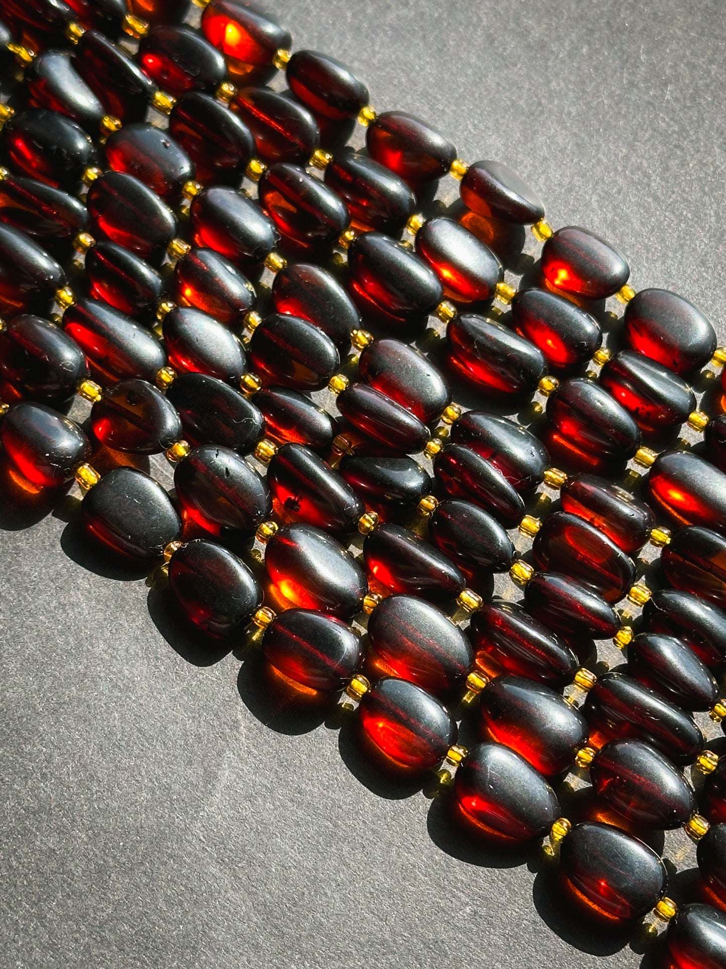 Natural Amber Gemstone Bead 14x10mm Oval Shape Bead, Beautiful Natural Dark Red Brown Color Amber Stone Bead Full Strand 15.5"