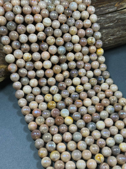 Mystic Natural Sunstone Gemstone Bead 4mm 6mm 8mm 10mm 12mm Round Beads, Beautiful Natural Peach Brown Color Sunstone Bead Full Strand 15.5"