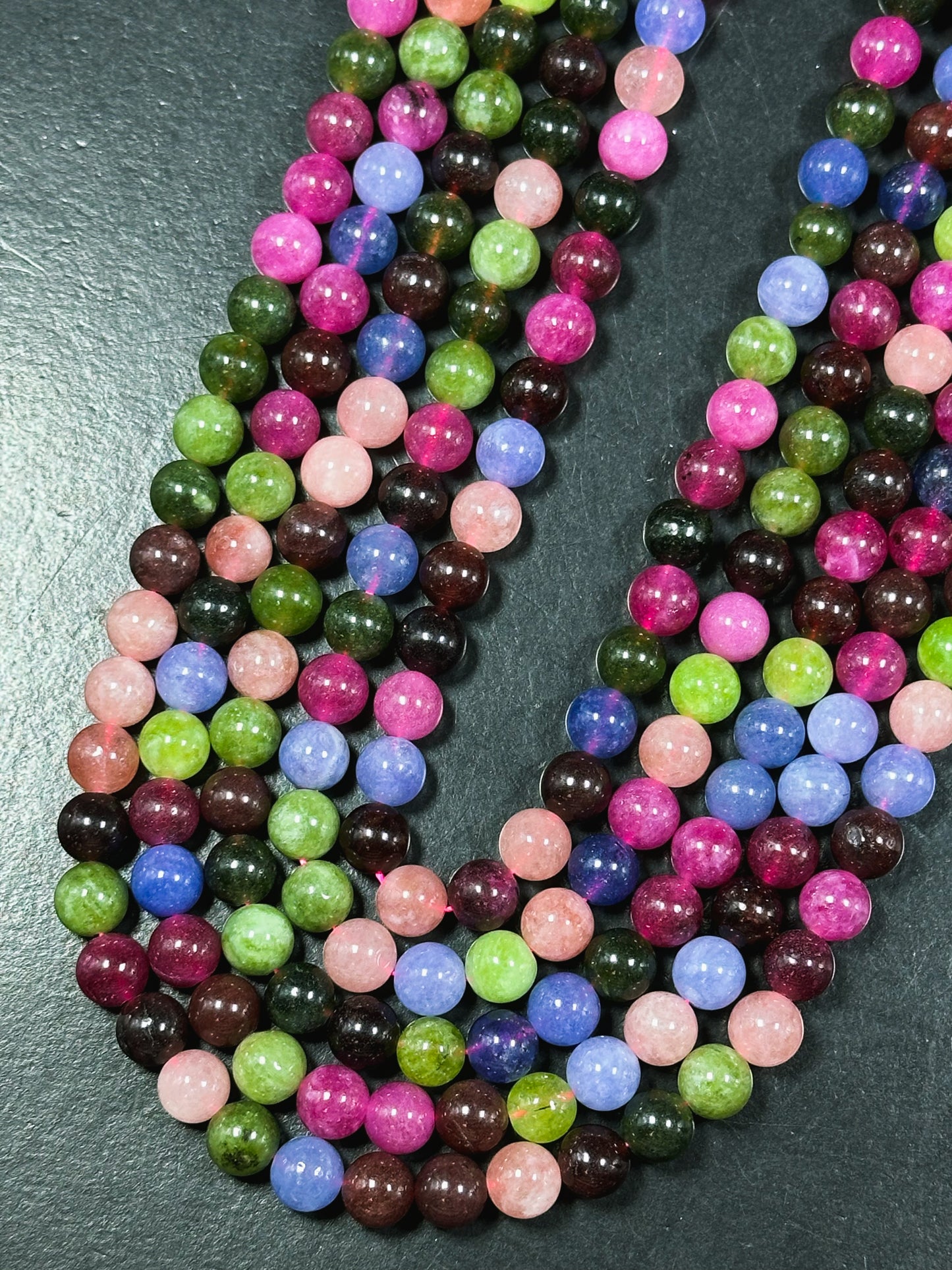 NATURAL Tourmaline Gemstone Bead 6mm 8mm 10mm Round Bead, Gorgeous Multicolor Tourmaline Gemstone Bead, Full Strand 15.5" Great Quality Bead