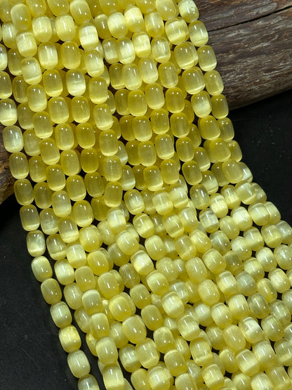 Natural Yellow Selenite Gemstone Bead 12x8mm Tube Shape Bead, Beautiful Yellow Color Selenite Gemstone Bead, Great Quality Full Strand 15.5"