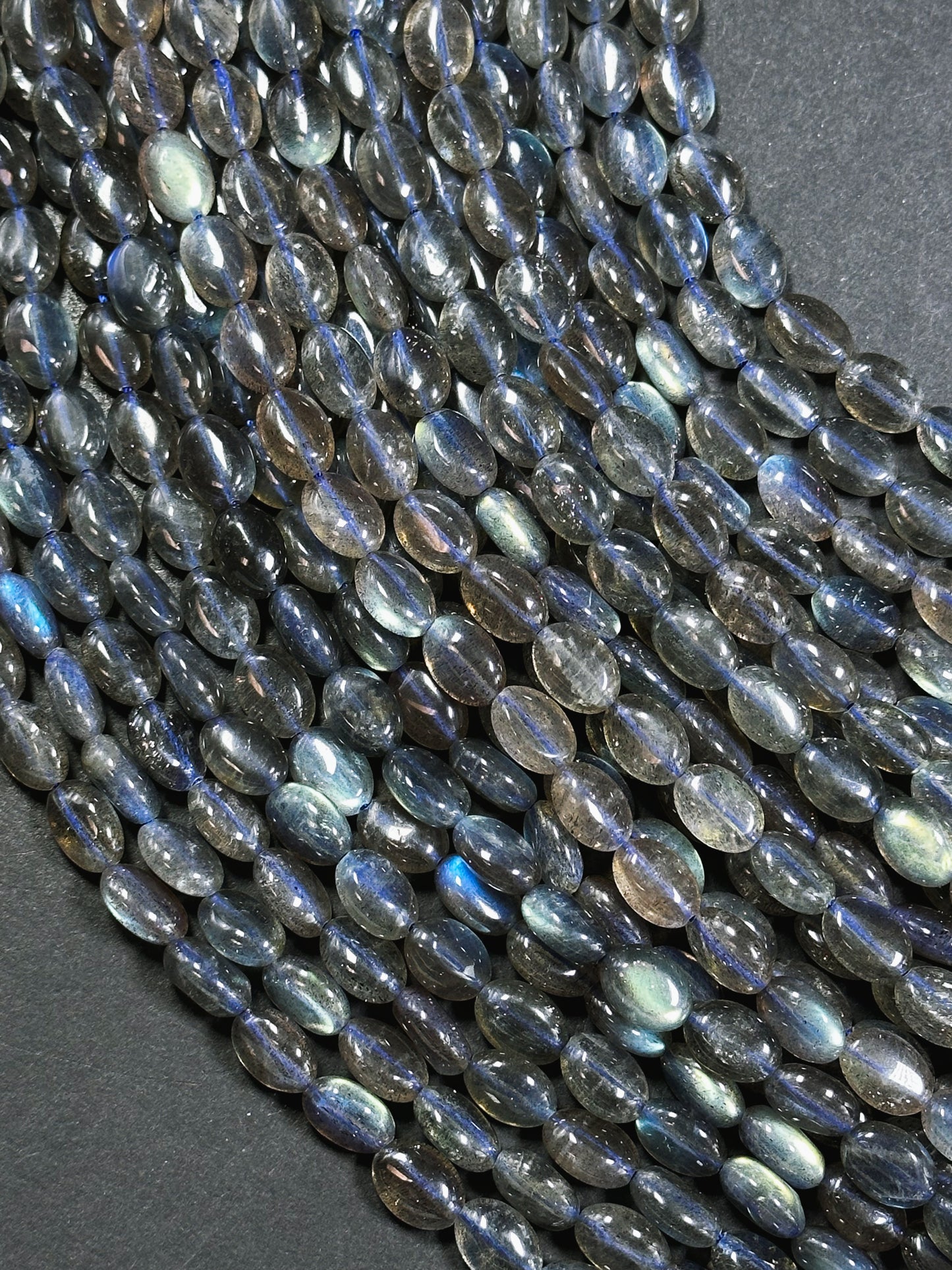 AAA Labradorite Gemstone Bead 11x8mm Oval Shape, Beautiful Natural Gray Color Rainbow Blue Flash Labradorite Excellent Quality Beads 15.5"