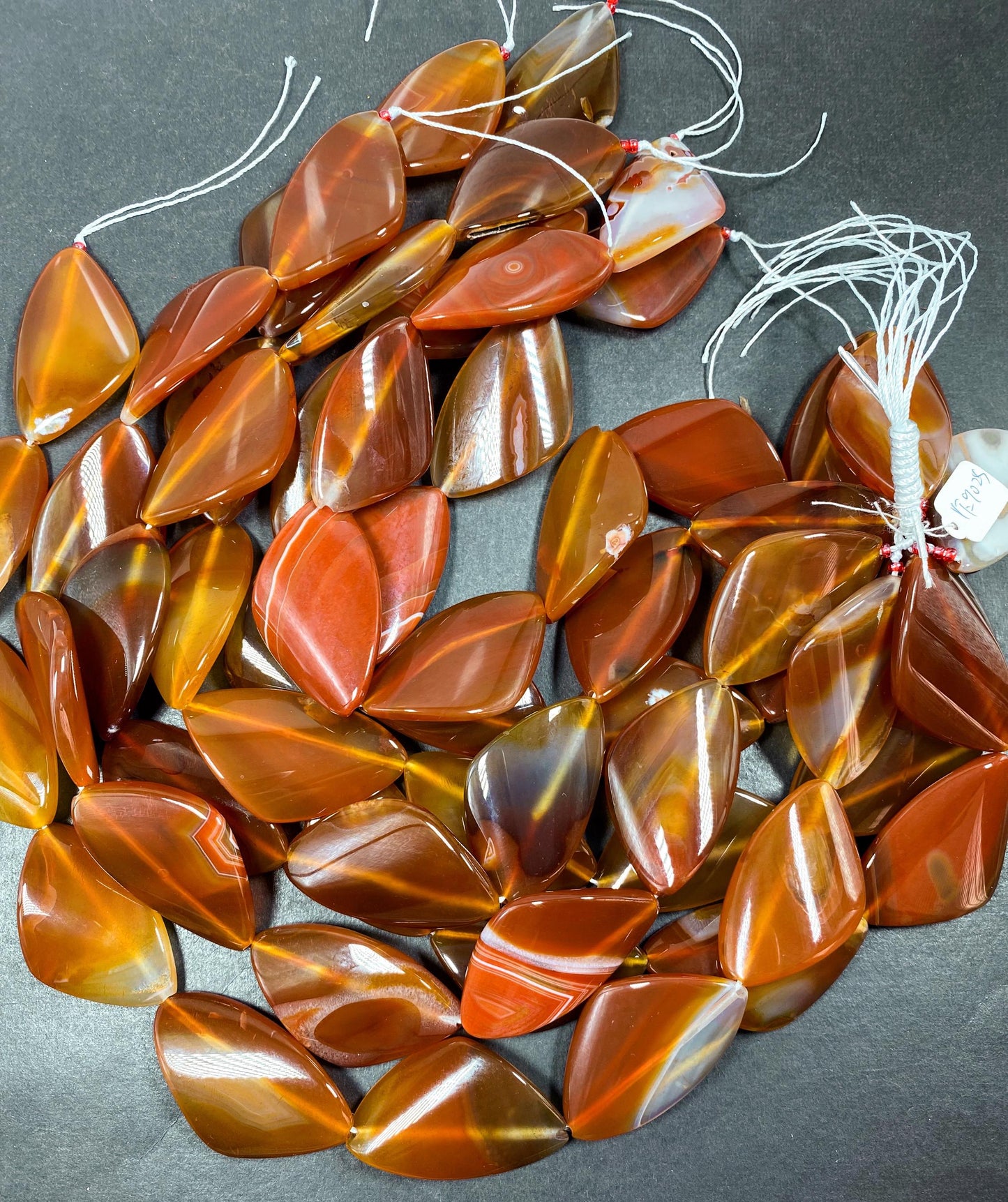 Natural Carnelian Gemstone Bead 45x25mm Curved Oval Shape Bead, Gorgeous Natural Orange Red Color Carnelian Gemstone Bead, Full Strand 15.5"