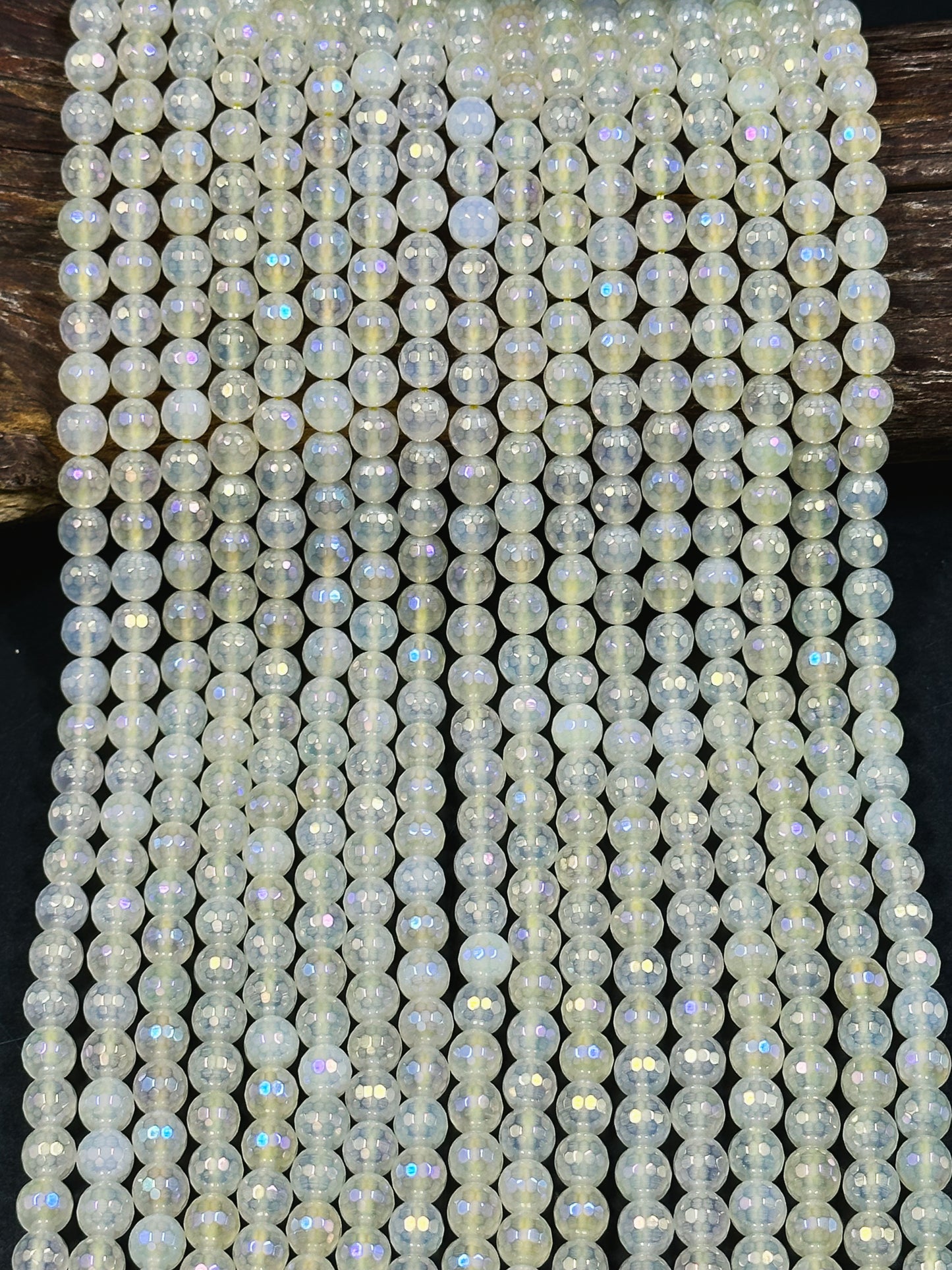 Beautiful Mystic Quartz Gemstone Bead Faceted 6mm 8mm Round Bead, Beautiful Light Yellow Clear Color Quartz Gemstone Bead Full Strand 15.5"