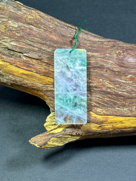 Natural Green Fluorite Gemstone Pendant 60x26mm Rectangle Shape, Natural Green Fluorite Stone Pendant Loose Stone Pendant for Jewelry Making
