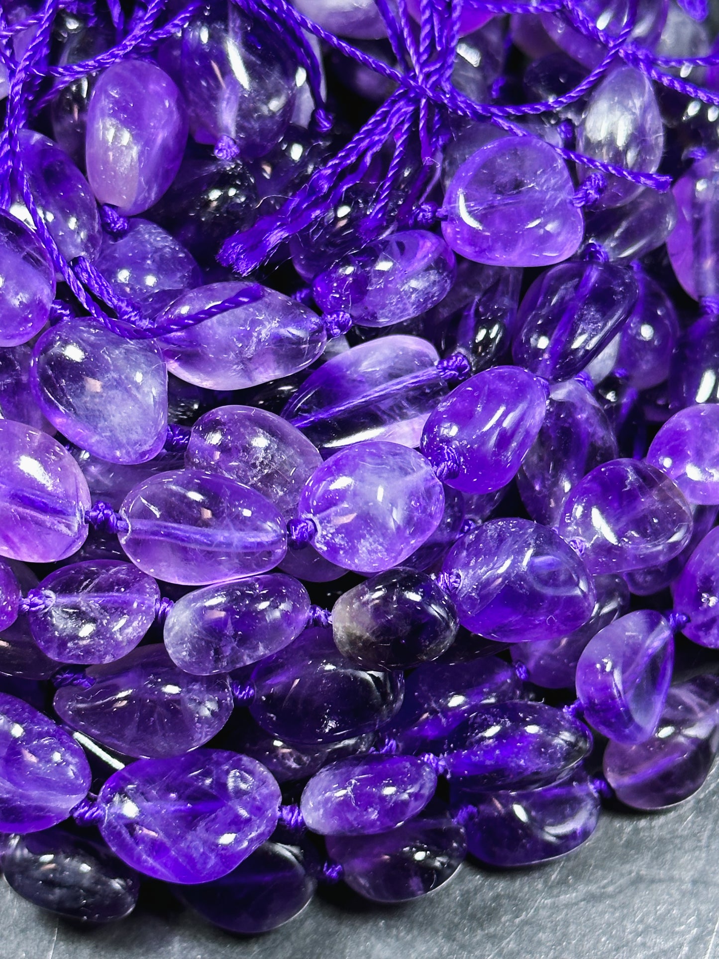 NATURAL Amethyst Gemstone Bead 10mm to 15x10mm Nugget Shape Bead, Gorgeous Natural Purple Color Amethyst Gemstone Beads Full Strand 15.5"