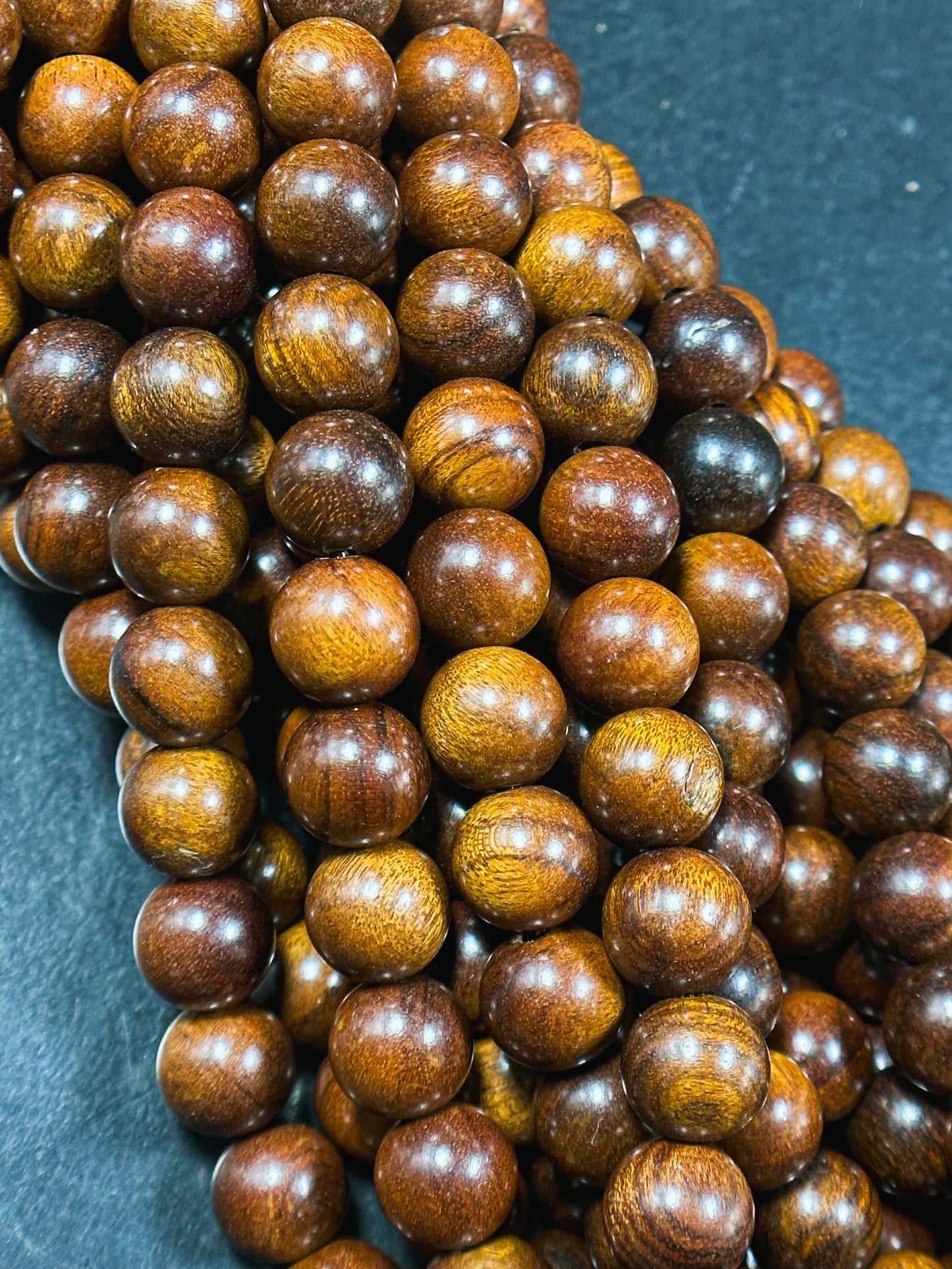 Natural Black Rosewood Beads 6mm 8mm 10mm Round Beads, Natural Dark Brown Aromatic Wood Meditation Prayer Mala Beads Full Strand 15.5"