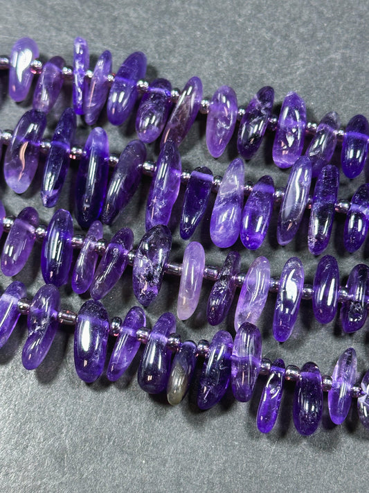 Natural Amethyst Gemstone Bead Freeform Stick Shape Beads, Gorgeous Natural Purple Color Amethyst Gemstone Beads, Full Strand 15.5"