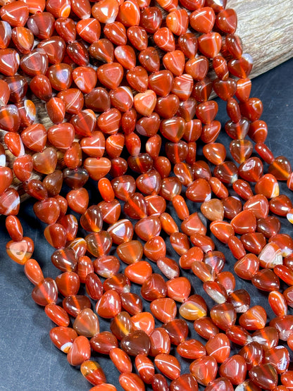 NATURAL Botswana Gemstone Bead 10mm Heart Shape Bead, Beautiful Red Orange Color Botswana Agate Gemstone Bead, Great Quality 15.5" Strand