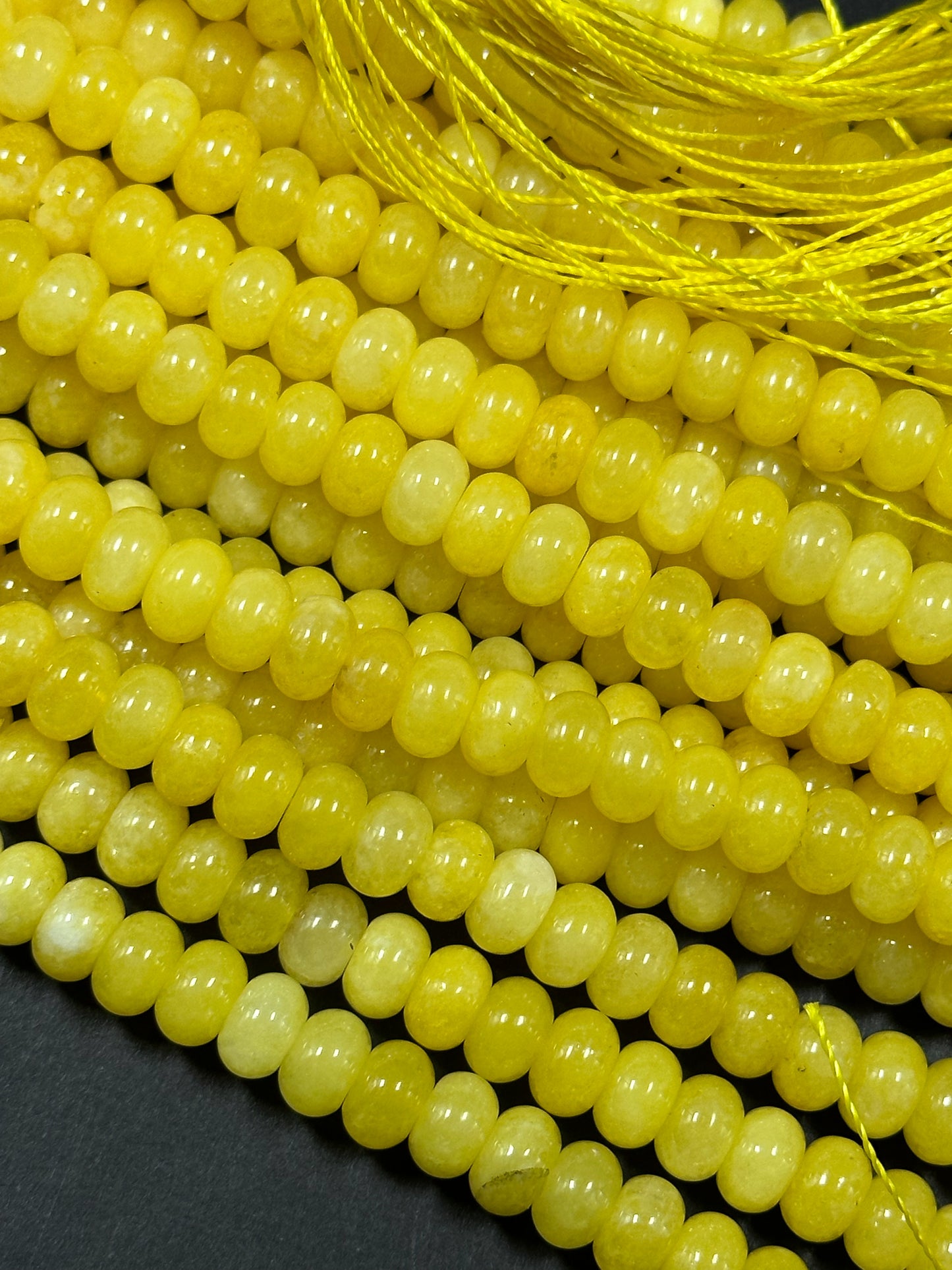 NATURAL Yellow Jade Gemstone Bead 8x5mm Rondelle Shape Bead, Beautiful Yellow Color Jade Gemstone Bead, Great Quality Bead Full Strand 15.5"