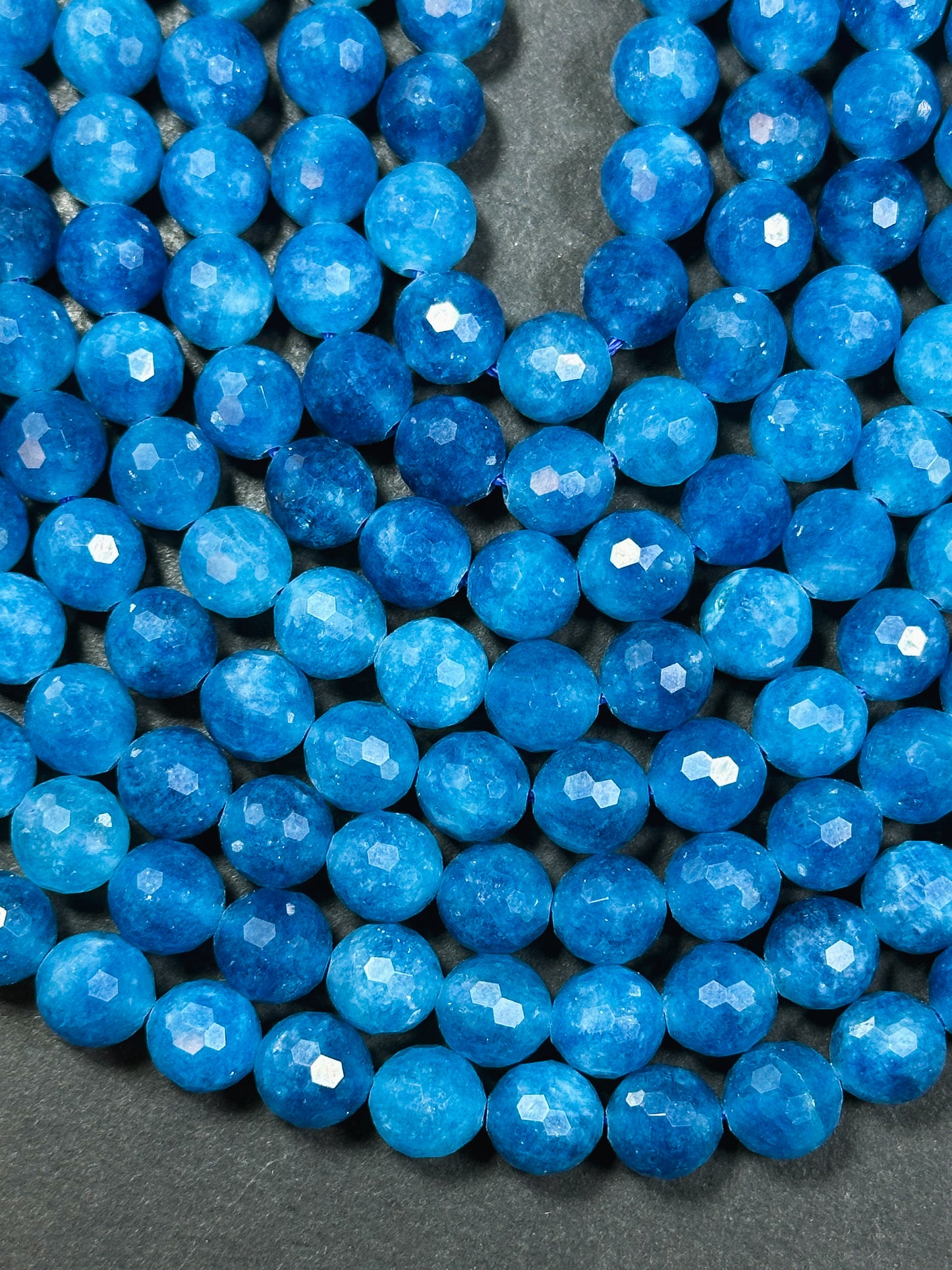 Natural Apatite Quartz Gemstone Bead Faceted 6mm 8mm Round Bead, Beautiful Natural Blue Color Apatite Quartz Gemstone Beads, Full Strand 15.5"