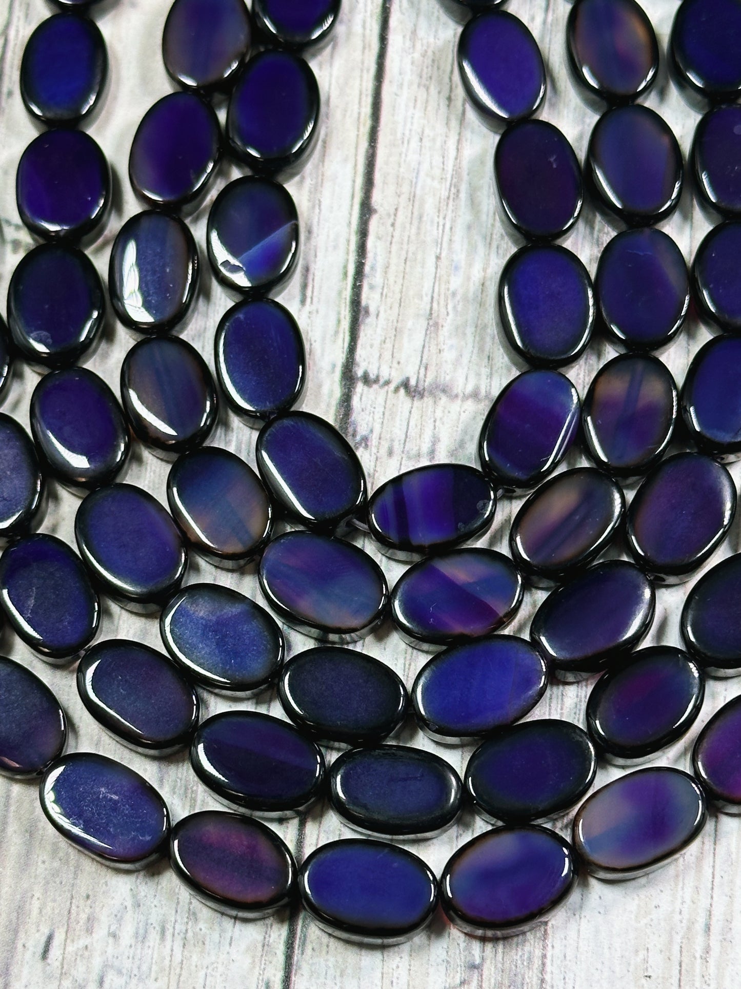 Natural Purple Agate Gemstone Bead 14x10mm Oval Shape, Beautiful Dark Purple Color Smooth Agate Gemstone Beads Full Strand 15.5"