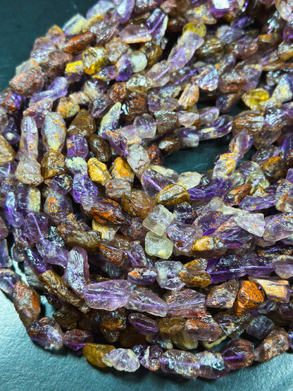 Natural Raw Super 7 Gemstone Bead Freeform Nugget Shape Bead, Beautiful Natural Purple Color Raw Super 7 Gemstone Bead, Full Strand 15.5"