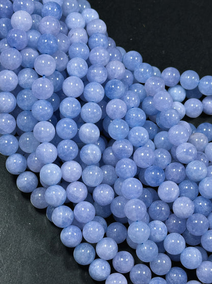 Natural Light Blue Jade Gemstone Bead 6mm 8mm 10mm Round Bead, Beautiful Light Blue Color Jade Gemstone Bead Great Quality Full Strand 15.5"