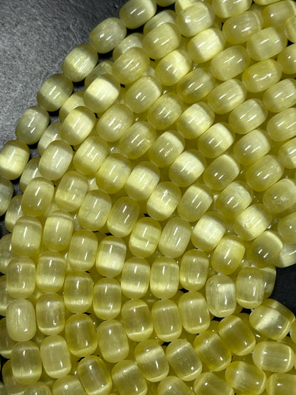 Natural Yellow Selenite Gemstone Bead 12x8mm Tube Shape Bead, Beautiful Yellow Color Selenite Gemstone Bead, Great Quality Full Strand 15.5"