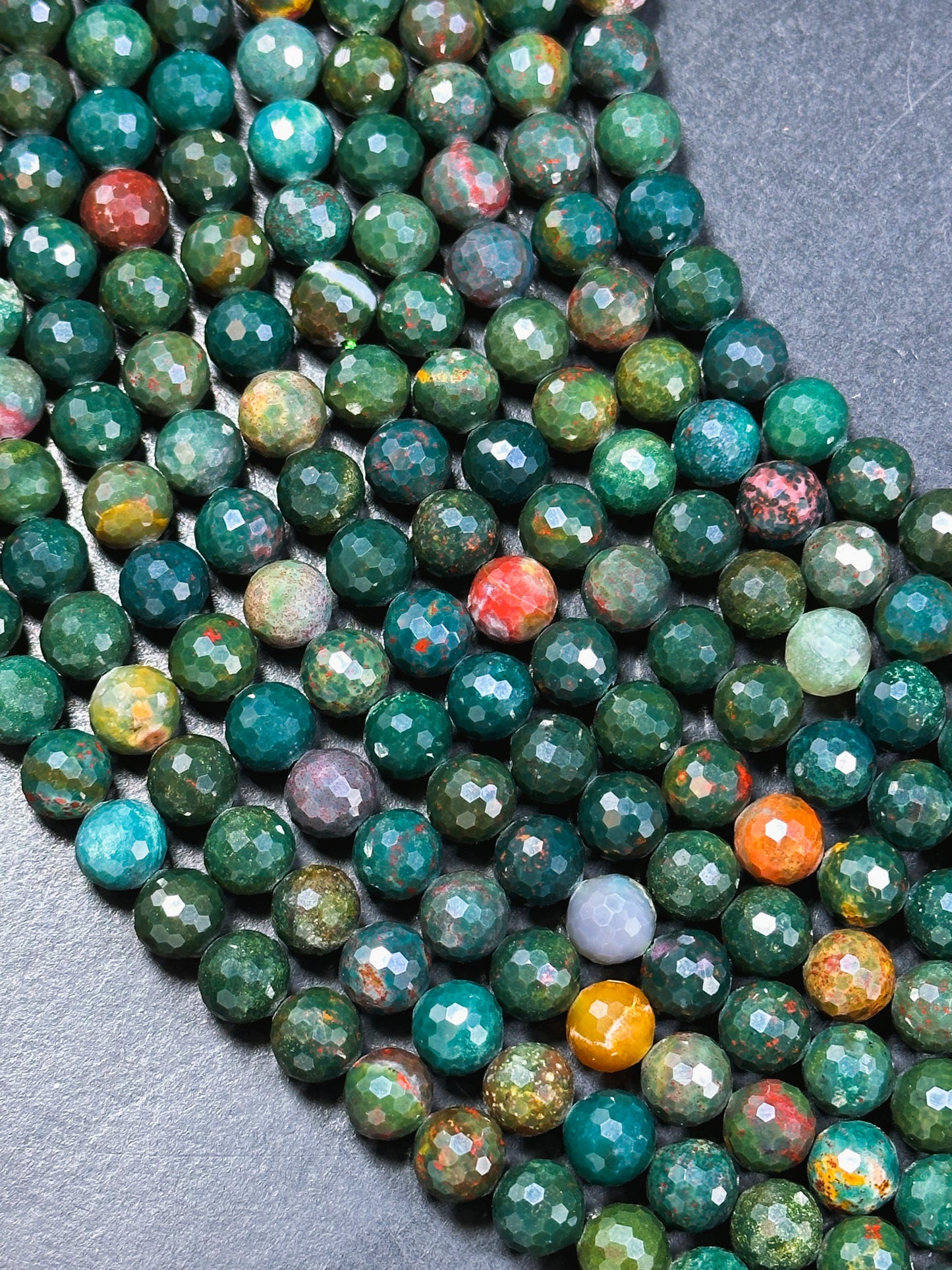 NATURAL Bloodstone Gemstone Bead Faceted 6mm 8mm 10mm 12mm Round Bead, Beautiful Natural Green Color Bloodstone Gemstone Bead 15.5"