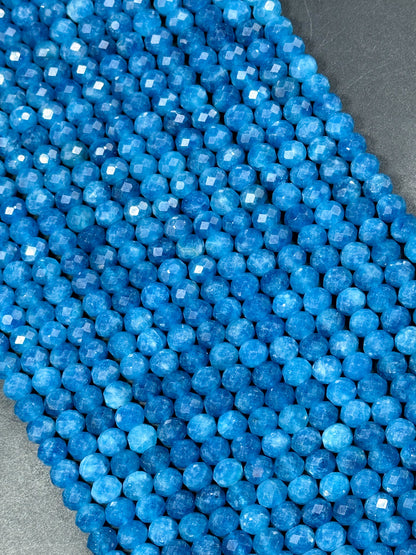 NATURAL Blue Apatite Gemstone Bead Faceted 6x5mm 8x6mm Rondelle Shape, Beautiful Blue Color Apatite Gemstone Bead, Great Quality Apatite 15.5"